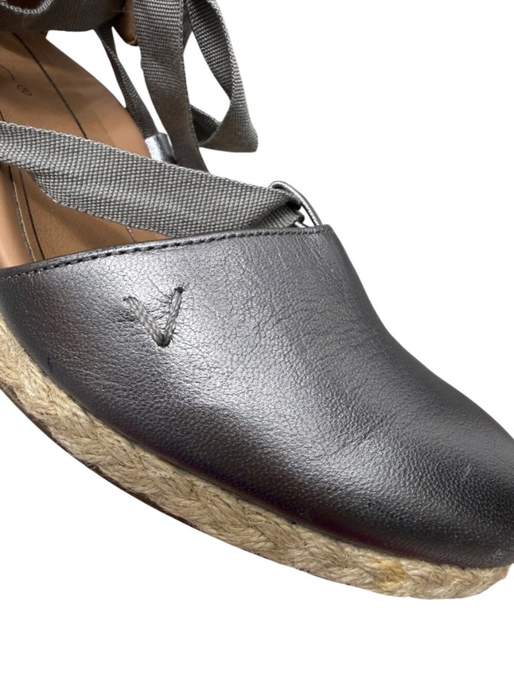 Vionic Kaitlyn Leather Lace Up Wedge Espadrille Sandals Metallic Women's Sz 8 - Picture 7 of 9